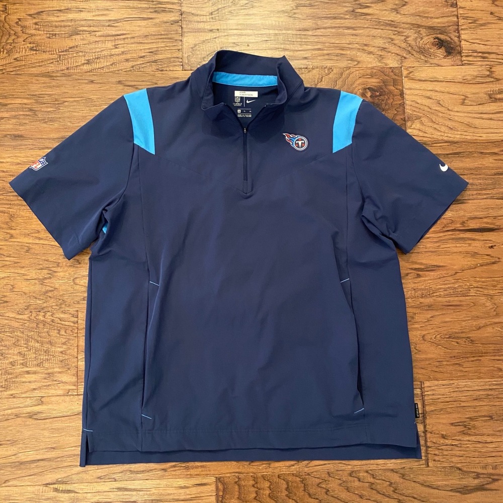 Nike Tennessee Titans NFL Windshirt Mens XL Navy Blue Short Sleeve Quarter Zip